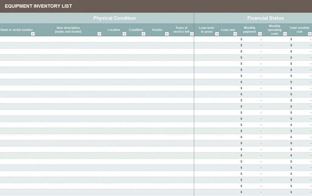 Inventory schedule template - Word Excel