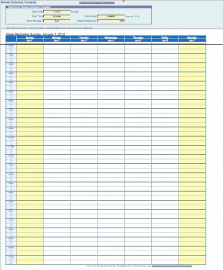 printable work schedule template large print