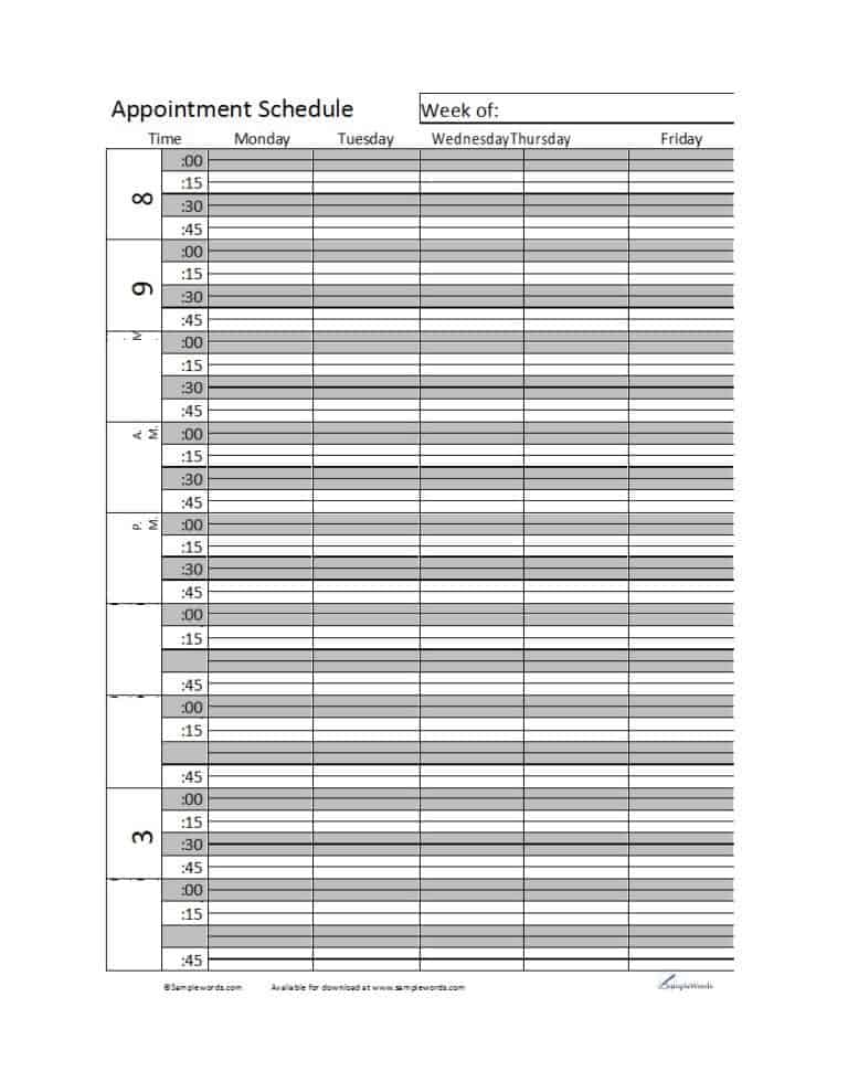 9+ Appointment Scheduling Templates Word Excel