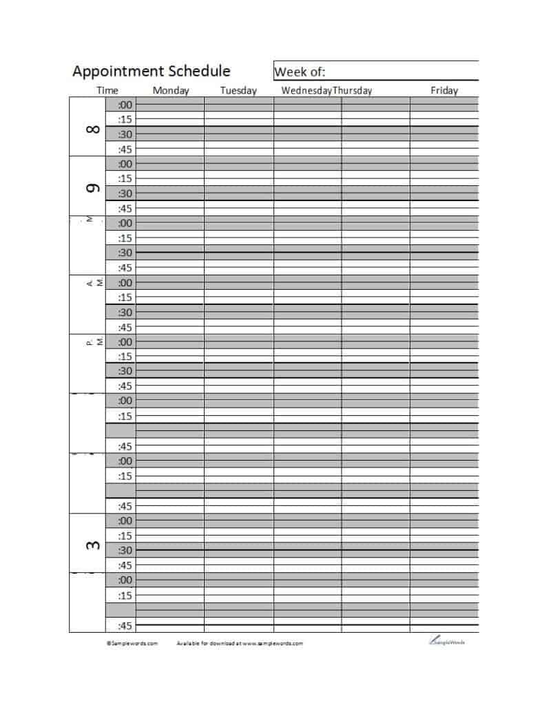 microsoft excel appointment scheduler template