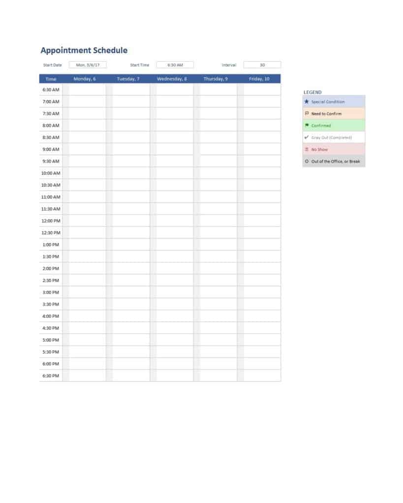 9+ Appointment Scheduling Templates Word Excel