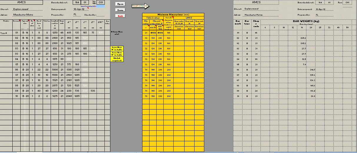 4 Bar Bending Schedule Templates Word Excel