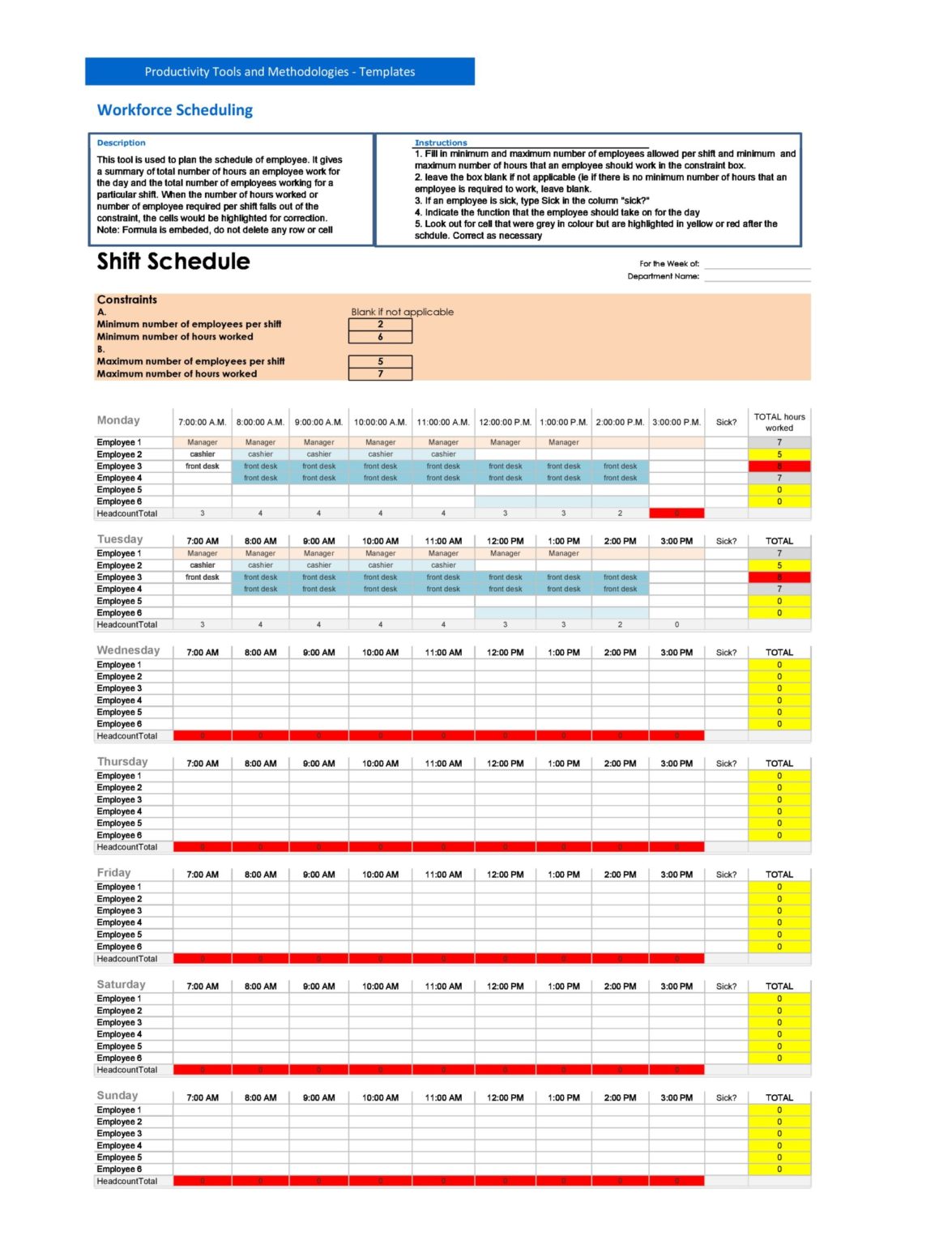 6+ Free Labor schedule templates - Word Excel